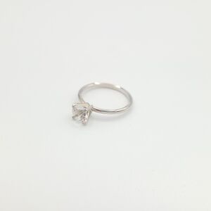 Classic Solitaire Silver Ring with Crystal